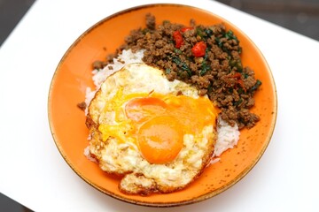 Thai style ground beef with chili and basil
