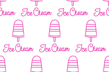 Colorful ice cream pattern with popsicles design on white background