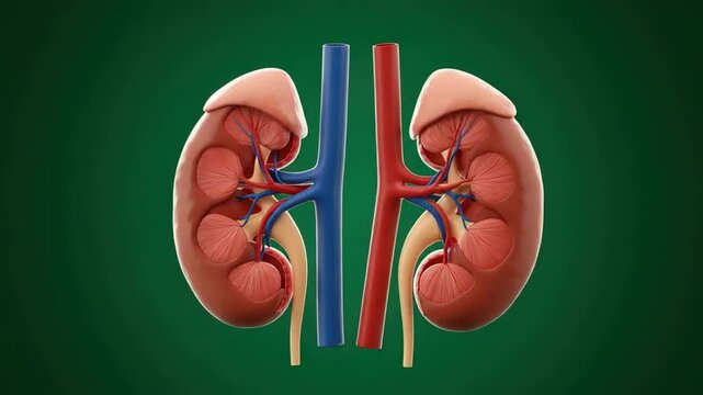 Human Kidneys: Anatomy and Physiology 3D Render