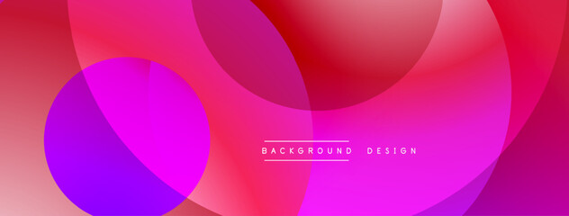 Fototapeta premium Abstract vibrant background. Overlapping circles create dynamic color gradients, ranging from red to purple. Modern design element.