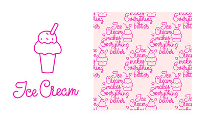 Ice cream design with playful typography and vibrant colors in a modern style