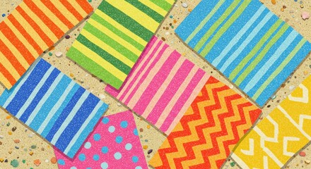 Obraz premium Colorful beach towels on sand.