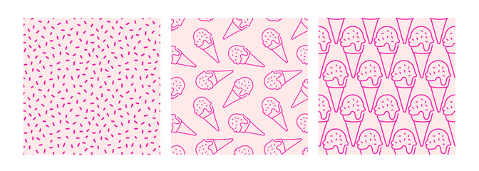 Colorful ice cream patterns with pink backgrounds for creative projects and design work