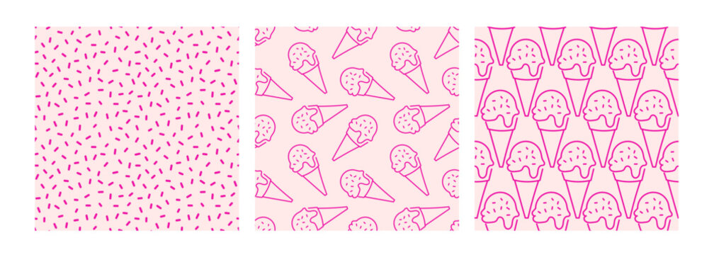 Colorful ice cream patterns with pink backgrounds for creative projects and design work