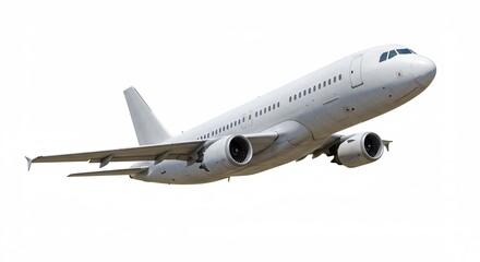 Obraz premium 白い旅客機 力強く上昇 美しい青空背景. AI Generated