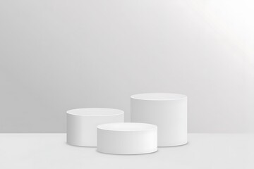  Minimalist White Cylinder Product Display Podiums