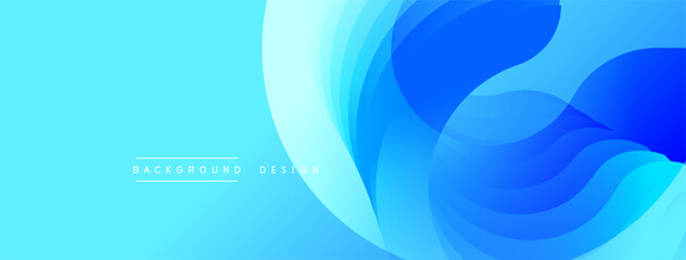 Abstract blue layers create dynamic flow. Smooth gradients suggest movement, modern design. Background ideal for digital projects.