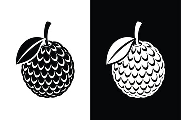 Lychee Fruit Symbol. Vector Silhouette Icon for Creative Use and Branding