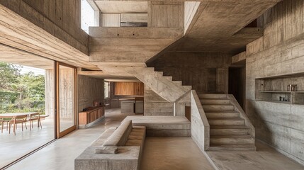 Modern concrete home interior