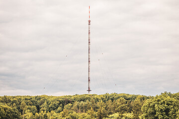 Transmission and reception mast near Bramsche, Osnabrück in Germany with landscape