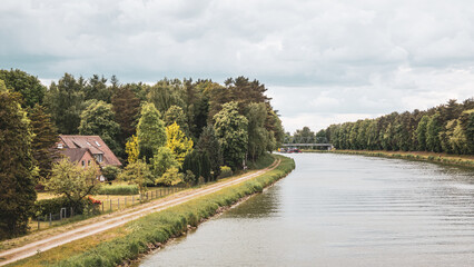 Fototapeta premium Mittelland Canal near Bramsche, viewed from the bridge