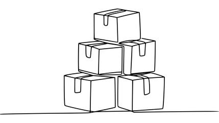 Obraz premium Stacked delivery boxes hand drawn illustration