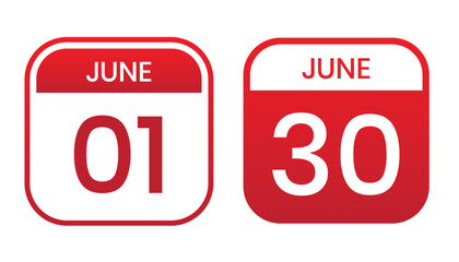red color daily calendar editable vector file, calendar june with shape editable date