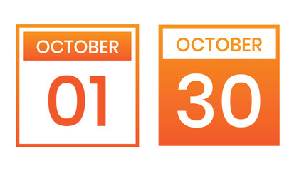 orange color daily calendar editable vector file, calendar october with shape editable date