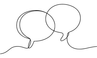 Two connected speech bubbles minimal line art vector