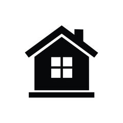 Minimalist Black House Icon with Window – Real Estate and UI Design Element