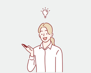 Office Worker Getting a New Idea. Hand drawn style vector design illustrations.