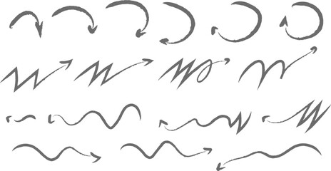 Crayon Arrow Collection – Hand-Drawn Directional Markers with Grunge Texture for Infographics, Presentations, and Educational Designs
