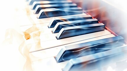 Abstract Piano Keys with Musical Notes and Swirls