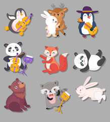 Animal Big set isolated animals. Vector collection funny animals. Cute animals: forest, farm, domestic, polar in cartoon style. Giraffe, elephant, crab, rabbit, fox 