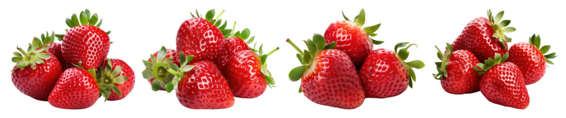 PNG Fresh ripe strawberries arranged beautifully, element set on transparent background