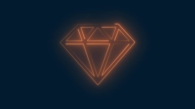 yellow  color Neon Glow Dimond Icon - Perfect for Modern Interfaces, on a dark background. Great for tech, design, or premium content. 