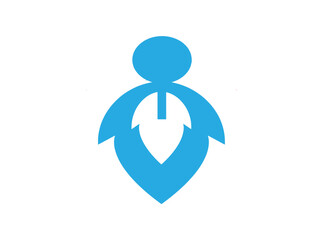 Modern abstract blue logo resembling person or leaf, perfect for wellness, eco brands, apps, or SVG design and identity use.