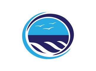 Download Free Circle Icon Logo with Ocean Waves – High-Quality SVG Design for Coastal, Beach, and Water Brands