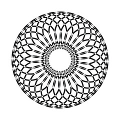 Intricate Black and White Circular Geometric Mandala logo in adobe illsutrator