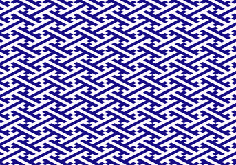 Blue Sayagata Japanese Pattern on White Background – Seamless Vector Design