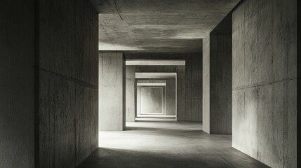 Modern concrete hallway, minimalist design