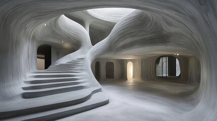 Intricate, sculpted interior space with flowing, organic forms