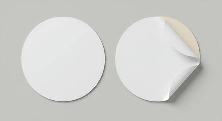 Blank Round Stickers White Circle Labels Peel Off Adhesive Mockup
