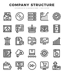 Company Structure Lineal icons collection. 25 icon set. Vector illustration.