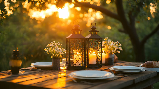 A rustic outdoor dining scene fea  204D8