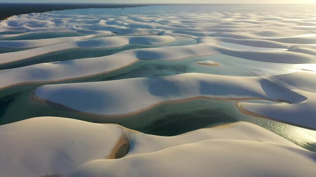 Lencois Maranhenses In Santo Amaro Maranhao Brazil. Sand Dunes And Lagoons Forming During The Rainy Season. Sunset Paradise Island Skyline Grateful Stunning. Sea Grateful. Santo Amaro Maranhao.