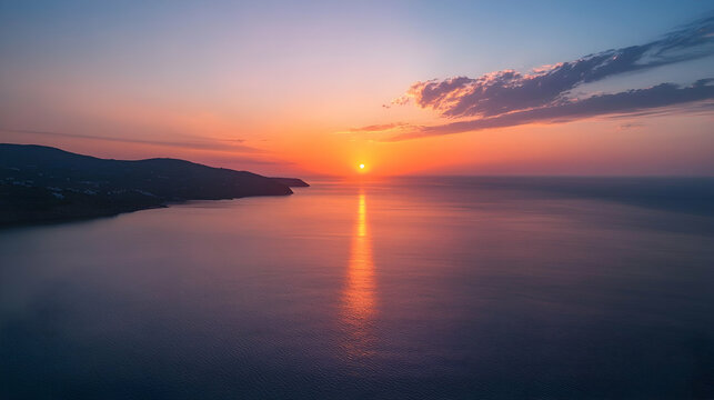A scenic sunset over a tranquil s  1FFD5