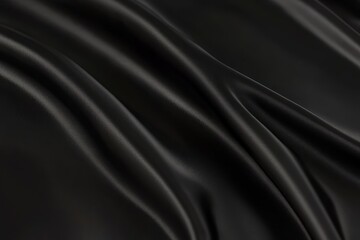 Smooth Black Satin Fabric with Soft Folds