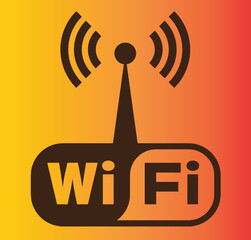 WiFi Wireless Network Signal Icon on Orange Gradient Background