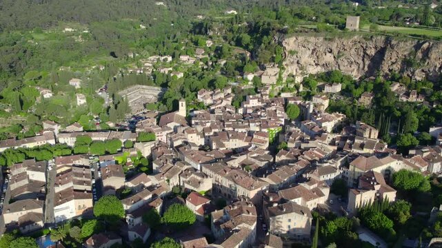 Cotignac, France and its beautiful troglodyte houses during Springtime
