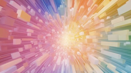 Abstract Colorful Tunnel of Light and Geometric Shapes