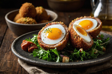 Classic Scotch eggs, golden brown and delicious, ready to enjoy.