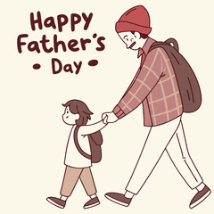 Family cartoon illustration of a girl with her father and a shopping bag, perfect for expressing love and fun