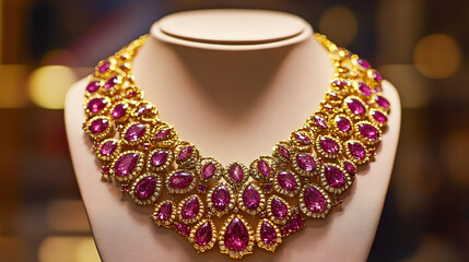 A Stunning Gold Necklace with Int  A1819