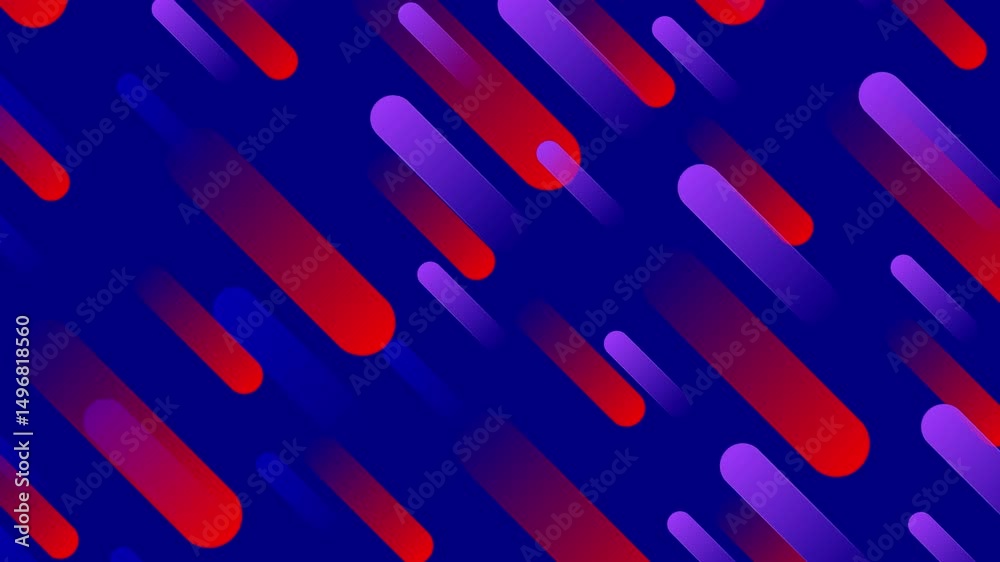 Poster abstract background in flat style with animation of rounded rectangles, circles and lines on colorfu