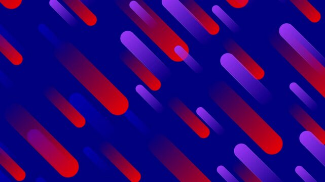 Abstract background in flat style with animation of rounded rectangles, circles and lines on colorful backdrop. Animation of seamless loop.	