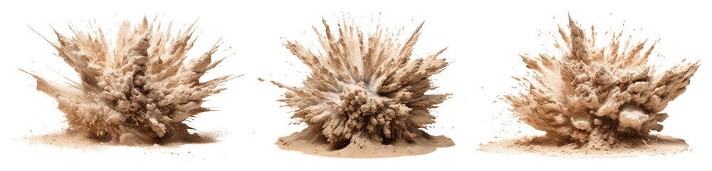 PNG Dynamic sand explosion art, element set on transparent background