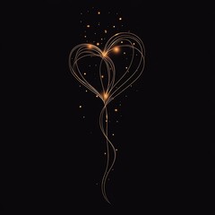 Stylized golden heart shape with sparkles on dark background,  elegant design