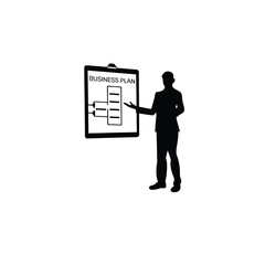 Silhouette of business plan on white background