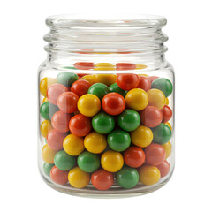 Candy jar full of sweets on transparent background